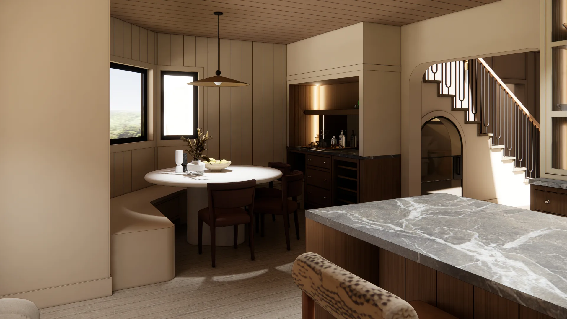 Breakfast nook design render