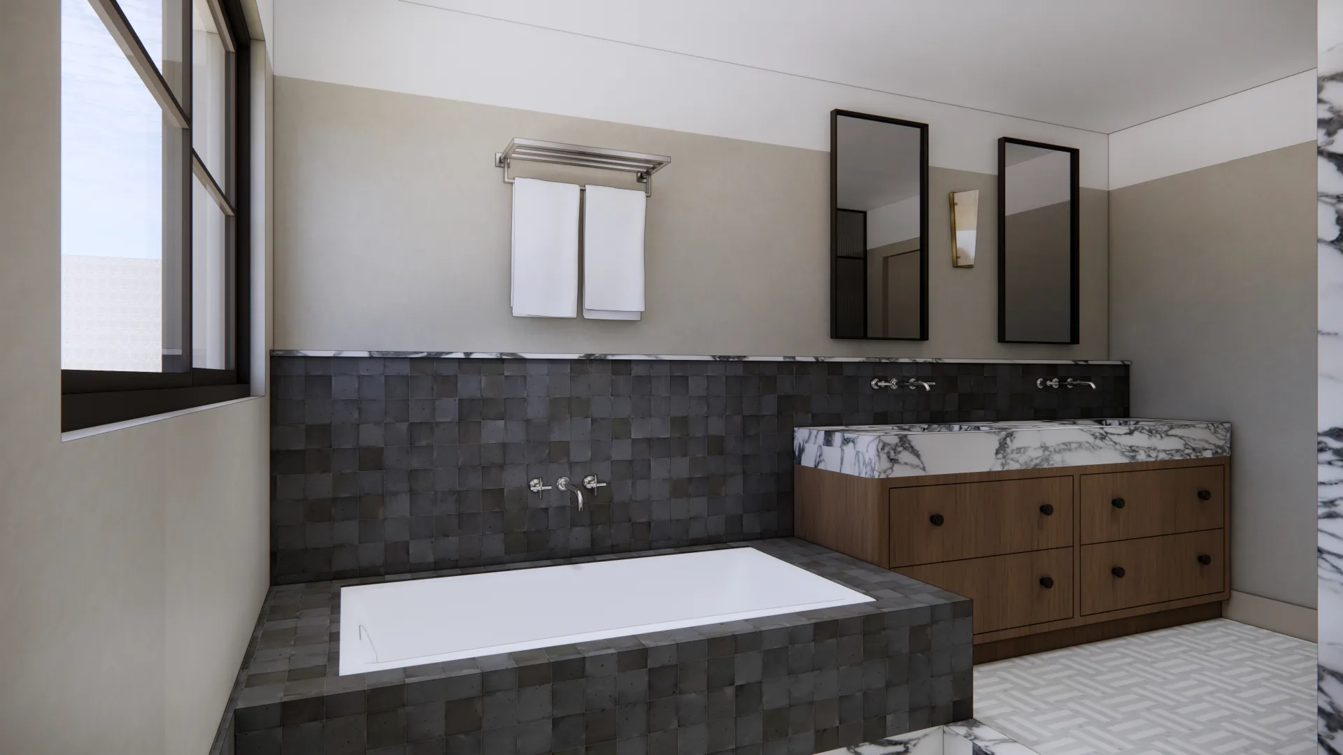Primary bathroom design render 2